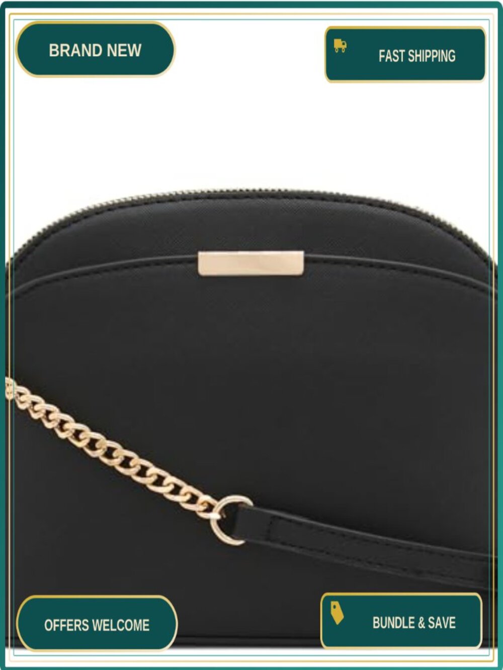 Small Dome Crossbody Bag Faux Leather Chain Strap Adjustable Shoulder Purse